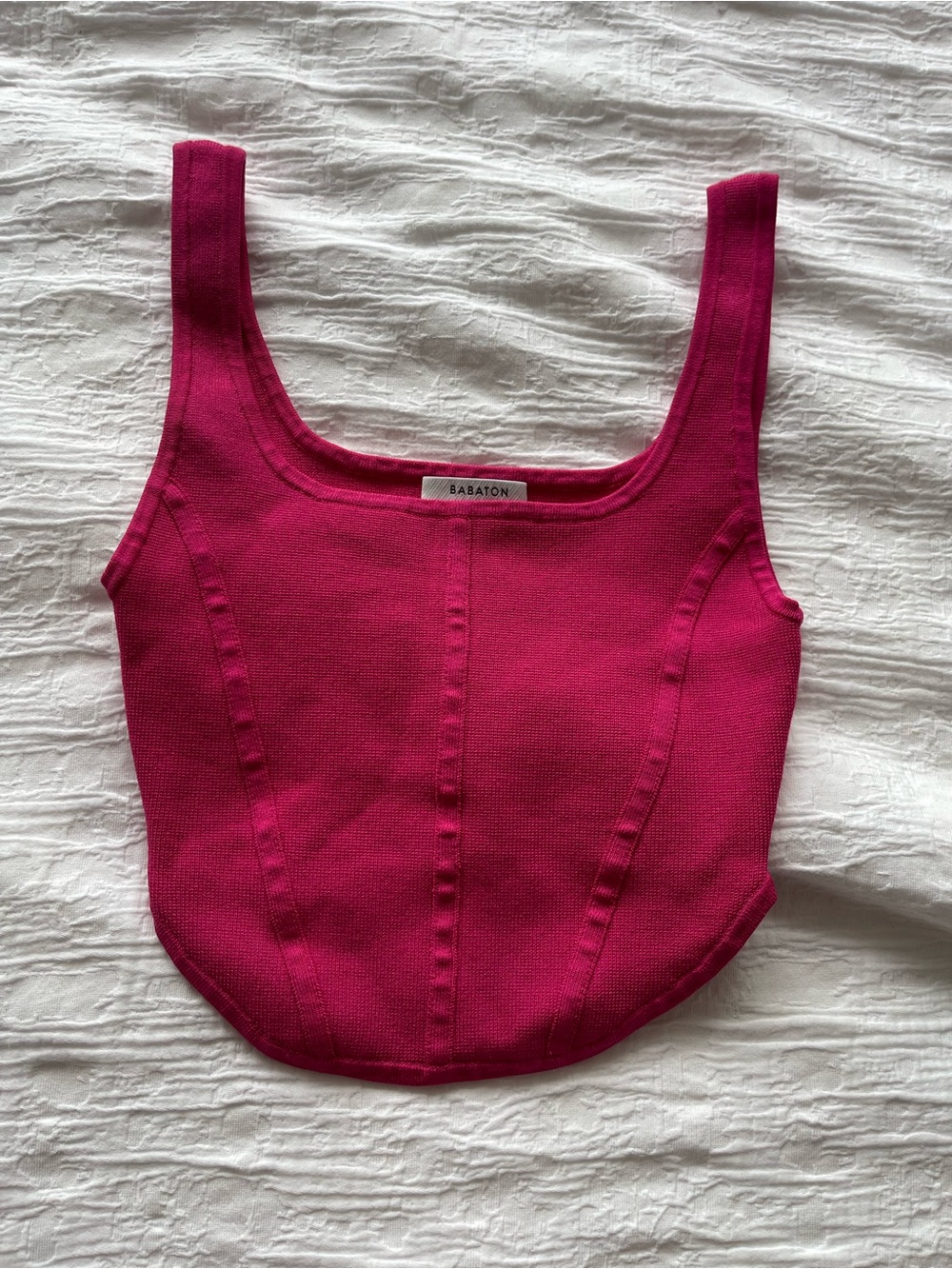 Babaton Sculpt Knit Bustier Top in Eros Pink size Small
